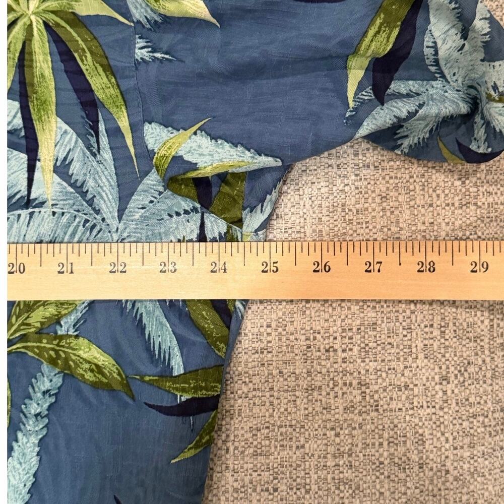 Pusser’s Blue Green Men’s Silk Short Sleeve Button Up Tropical Hawaiin Shirt L - Picture 8 of 11
